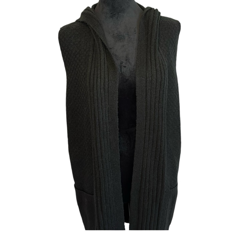 NWT Verve Ami Black‎ Long Hooded Sweater Vest in Size 1X